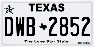 TX license plate DWB2852