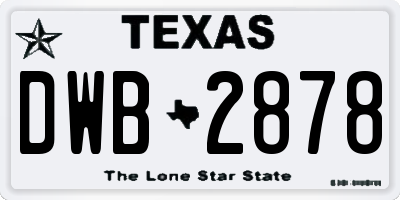TX license plate DWB2878