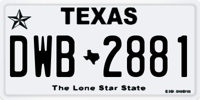 TX license plate DWB2881