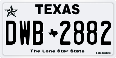 TX license plate DWB2882