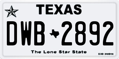 TX license plate DWB2892