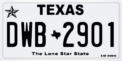 TX license plate DWB2901