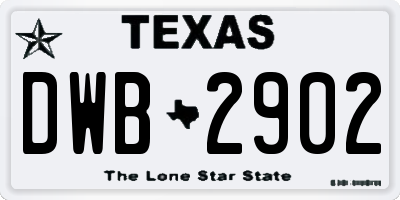 TX license plate DWB2902