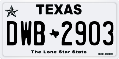 TX license plate DWB2903