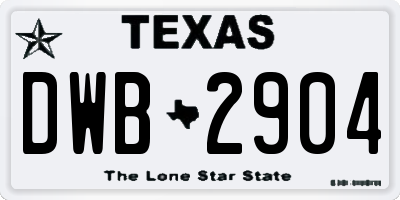 TX license plate DWB2904