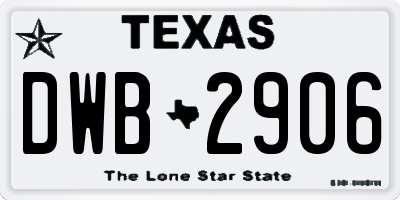 TX license plate DWB2906