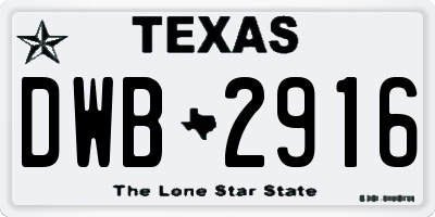 TX license plate DWB2916