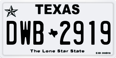 TX license plate DWB2919