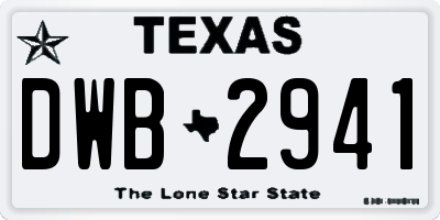 TX license plate DWB2941