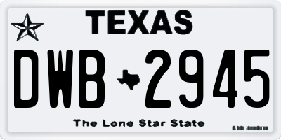 TX license plate DWB2945
