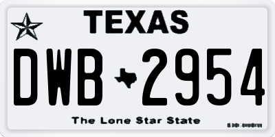 TX license plate DWB2954