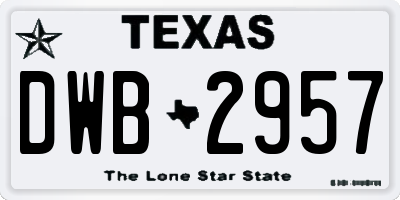 TX license plate DWB2957