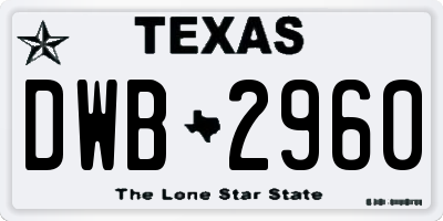 TX license plate DWB2960