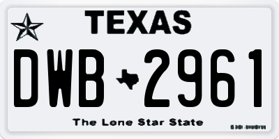 TX license plate DWB2961