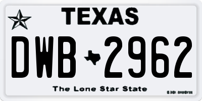 TX license plate DWB2962