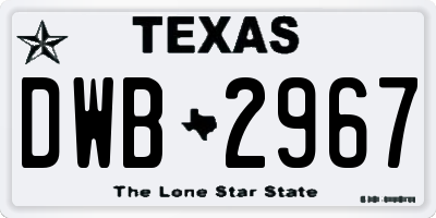 TX license plate DWB2967