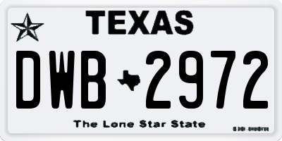TX license plate DWB2972