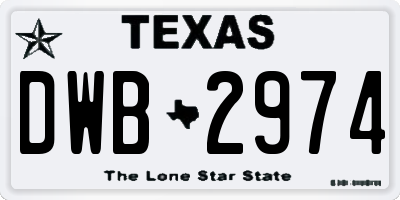 TX license plate DWB2974