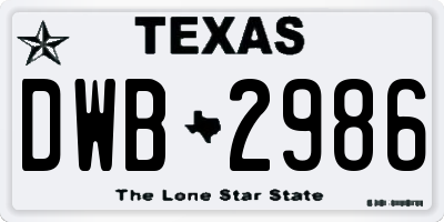 TX license plate DWB2986