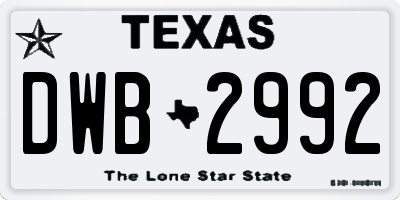TX license plate DWB2992