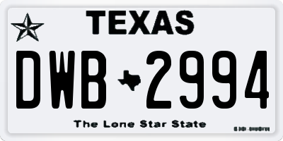 TX license plate DWB2994