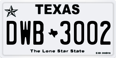 TX license plate DWB3002