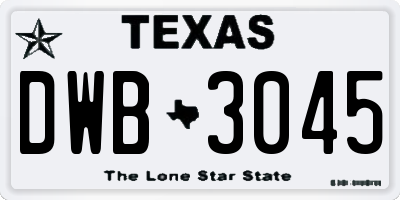 TX license plate DWB3045