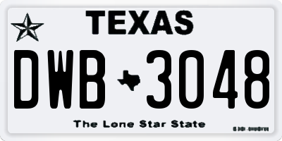 TX license plate DWB3048