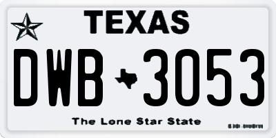 TX license plate DWB3053