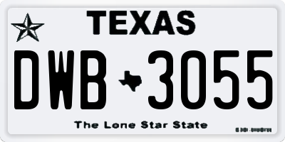 TX license plate DWB3055