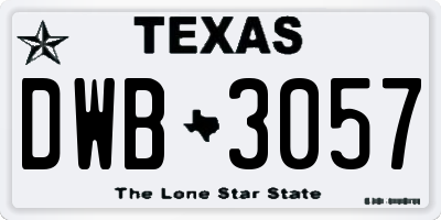 TX license plate DWB3057