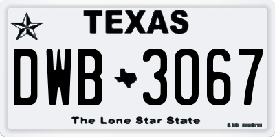 TX license plate DWB3067