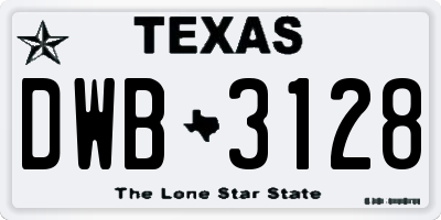 TX license plate DWB3128
