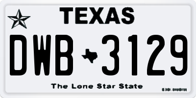 TX license plate DWB3129