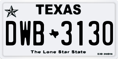 TX license plate DWB3130