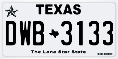 TX license plate DWB3133