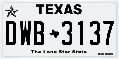 TX license plate DWB3137