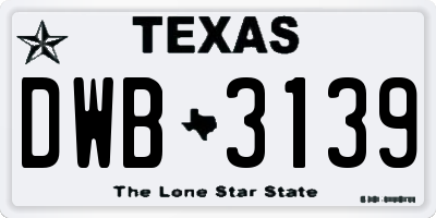 TX license plate DWB3139