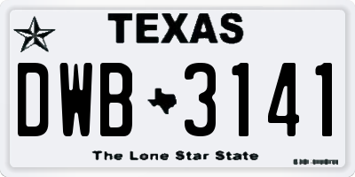 TX license plate DWB3141
