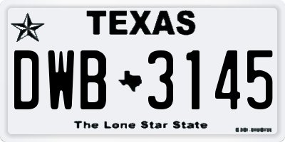 TX license plate DWB3145
