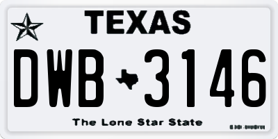 TX license plate DWB3146
