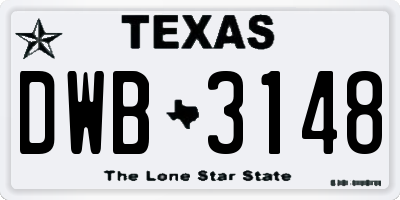 TX license plate DWB3148