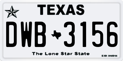 TX license plate DWB3156