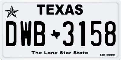 TX license plate DWB3158