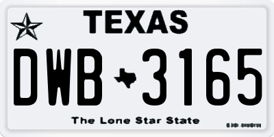 TX license plate DWB3165