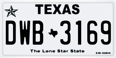 TX license plate DWB3169