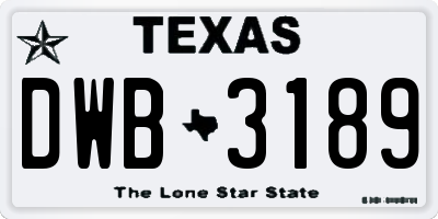 TX license plate DWB3189