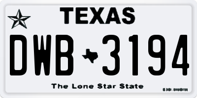 TX license plate DWB3194