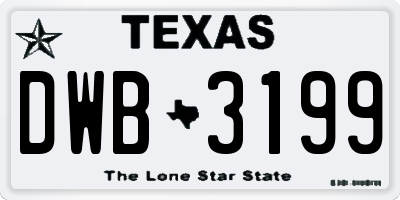 TX license plate DWB3199