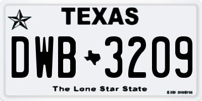 TX license plate DWB3209